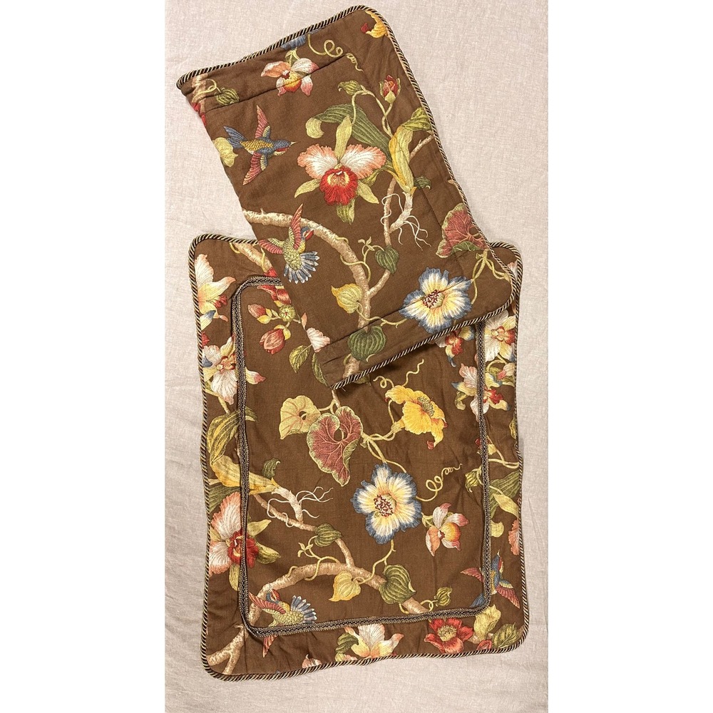 Custom Floral Hummingbird Orchid Pillow Shams Brown Standard Set of 2 Corded